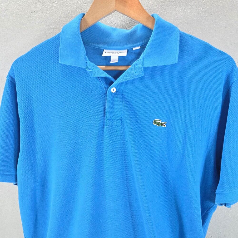 Lacoste Classic Fit Blue Polo Shirt Crocodile Logo Sz XXL